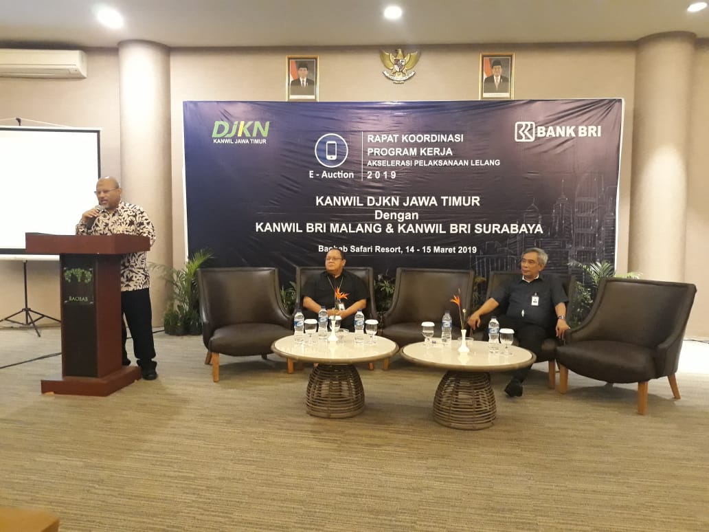 RAPAT KOORDINASI PROGRAM KERJA AKSELERASI PELAKSANAAN LELANG 2019  KANWIL DJKN JAWA TIMUR DAN PT. BRI KANWIL SURABAYA DAN MALANG