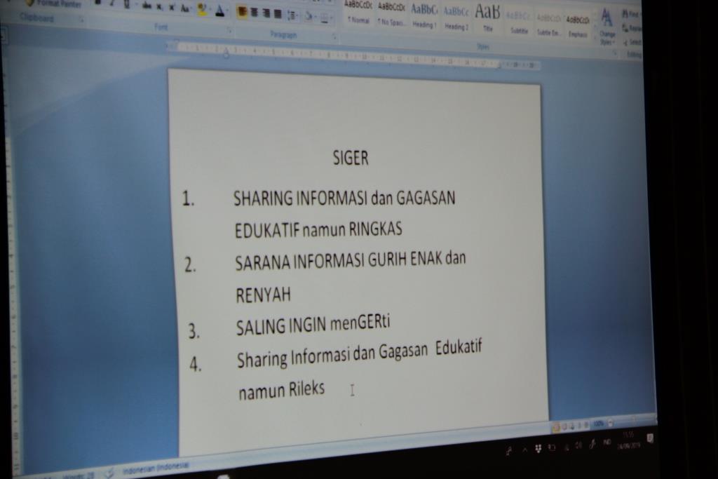 Peresmian SIGER (Sharing Informasi dan Gagasan Edukatif yang  Rileks)