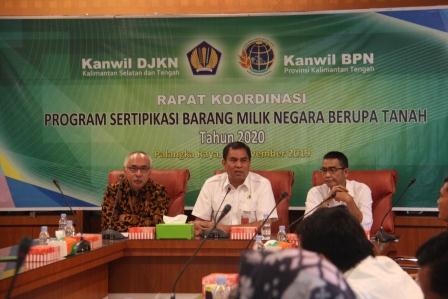 KPKNL Palangka Raya Ikuti Rapat Koordinasi Program Sertifikasi BMN Berupa Tanah Tahun 2020 di Kanwil BPN Provinsi Kalimantan Tengah
