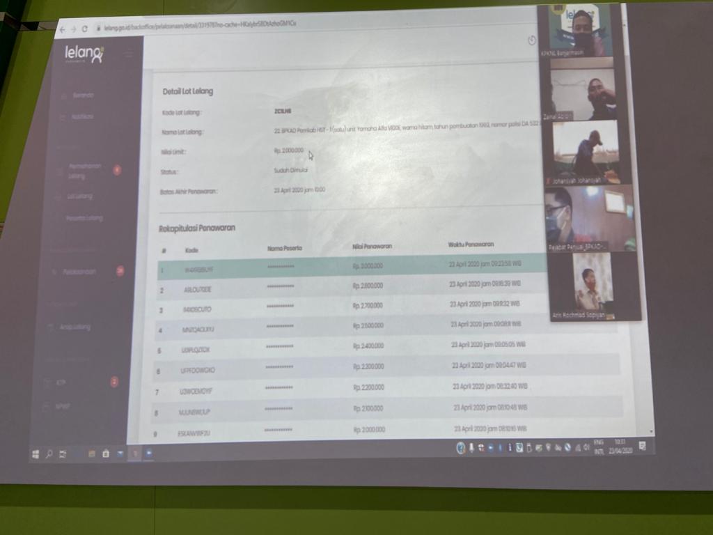 Melayani Dengan Optimal, KPKNL Banjarmasin Laksanakan Lelang Melalui Video Conference