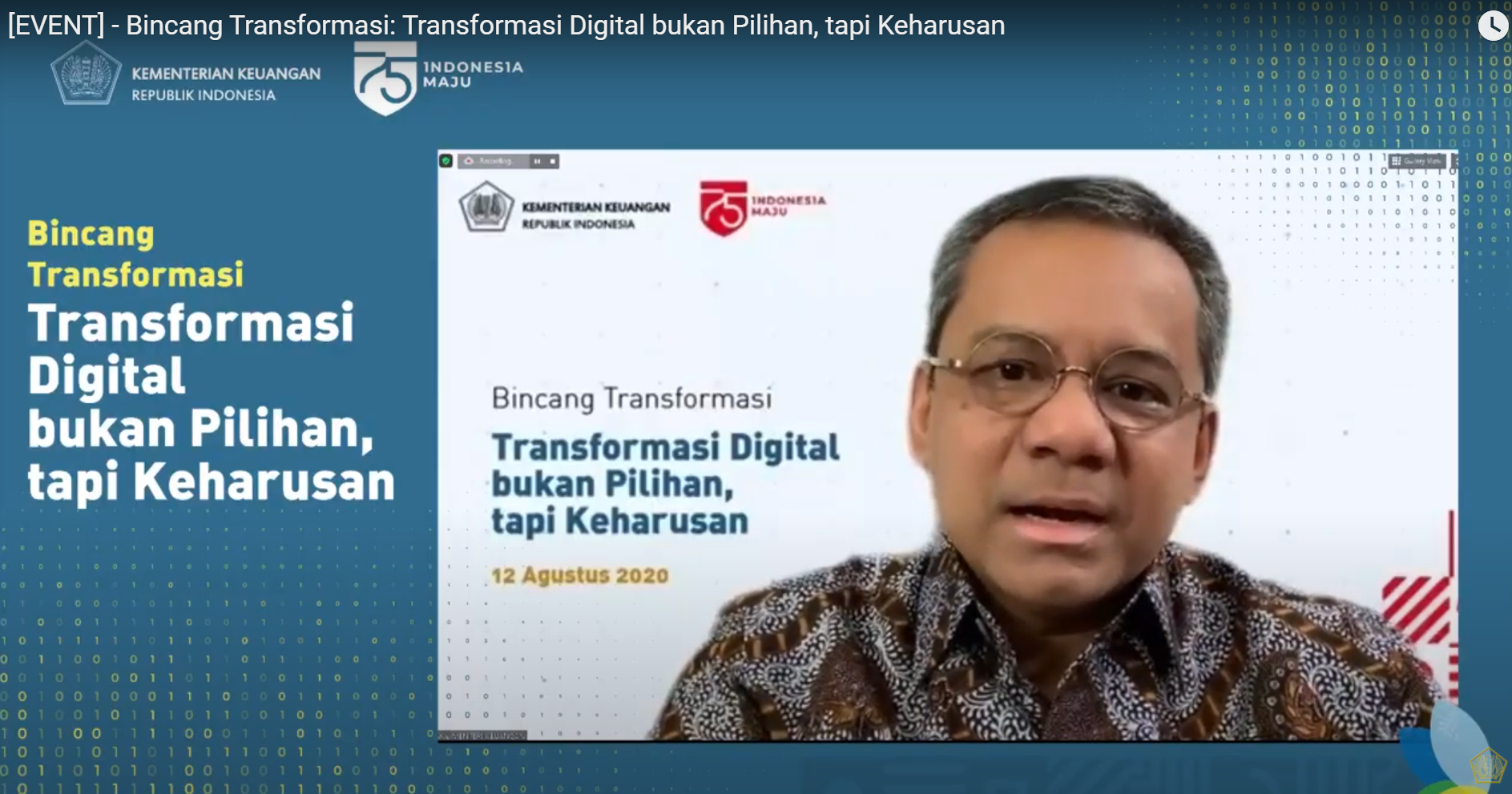 Bincang Transformasi: Transformasi Digital bukan Pilihan, tapi Keharusan