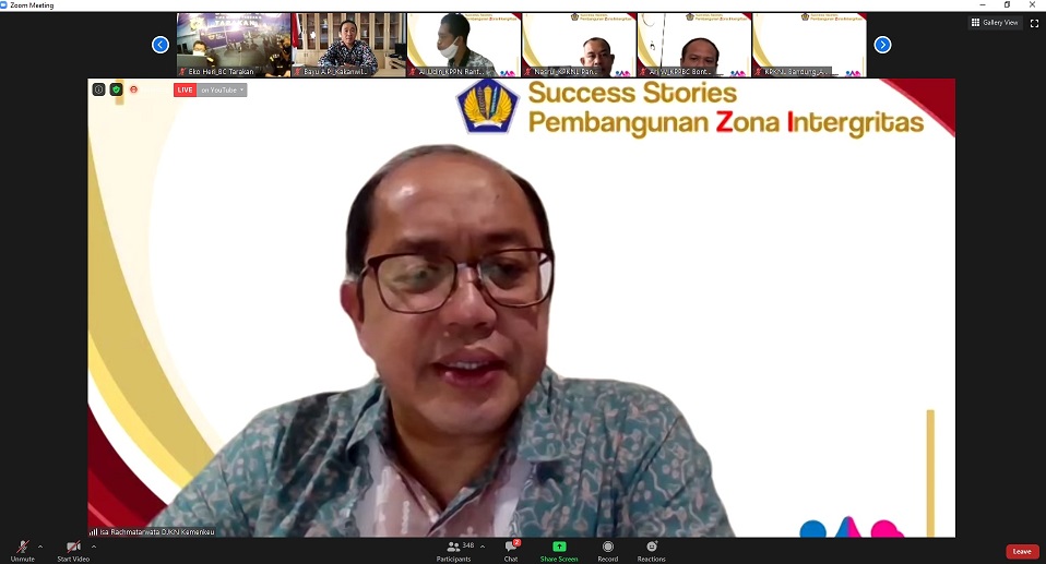 Webinar Success Stories Pembangunan ZI, Dirjen KN: Sinergi dan Kolaborasi Eskalasi Integritas Organisasi 