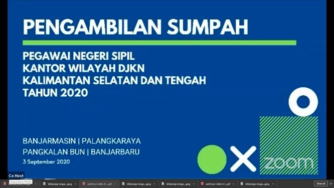 KPKNL Palangka Raya Ikuti  Acara Pengambilan Sumpah PNS di Lingkungan Kanwil DJKN Kalimantan Selatan dan Tengah
