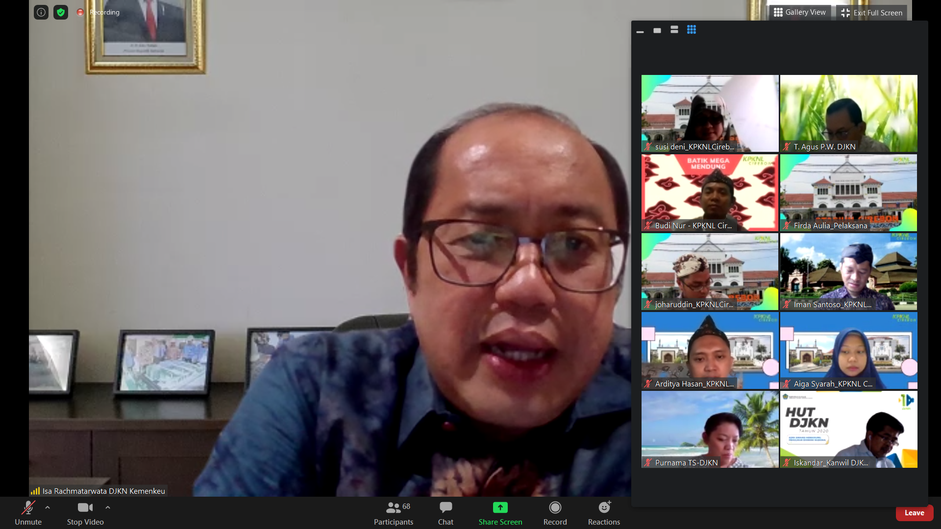 Dirjen KN Sapa Seluruh Pegawai KPKNL Cirebon Lewat Virtual Visit