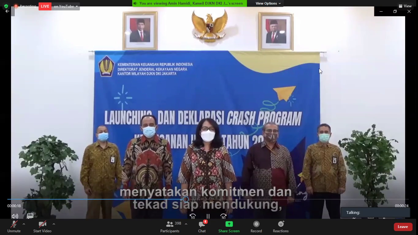 KPKNL Jakarta IV  mengikuti “Launching, Deklarasi, dan Sosialisasi Crash Program Keringanan Utang Tahun 2021”