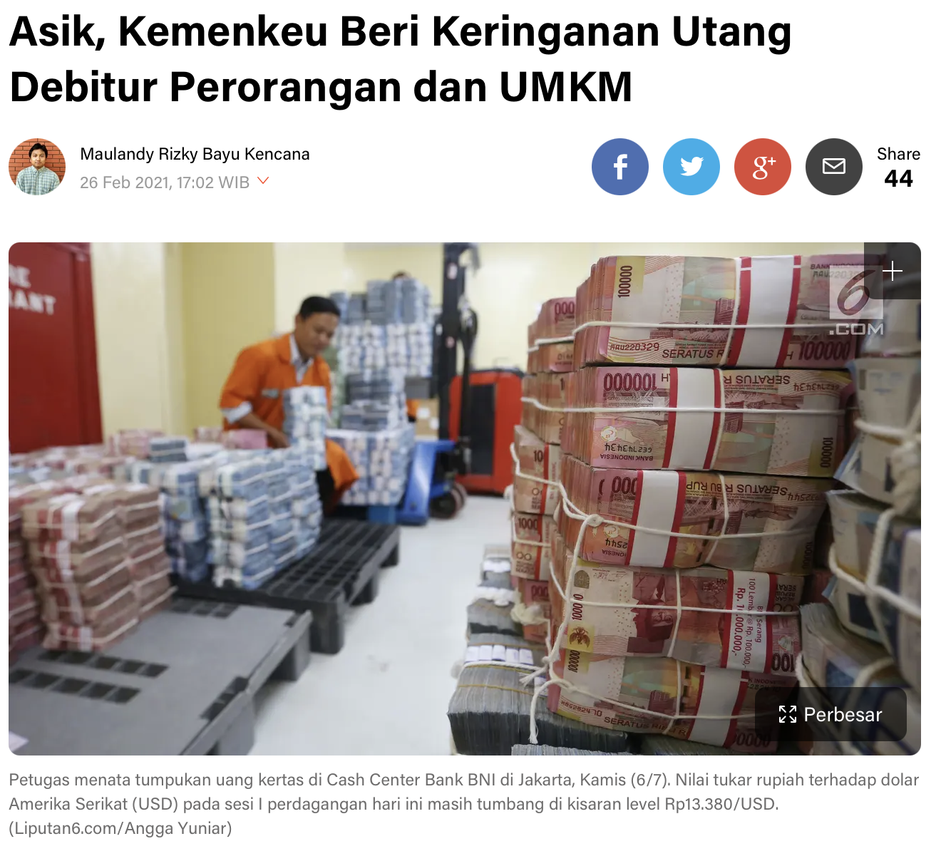 Asik, Kemenkeu Beri Keringanan Utang Debitur Perorangan dan UMKM