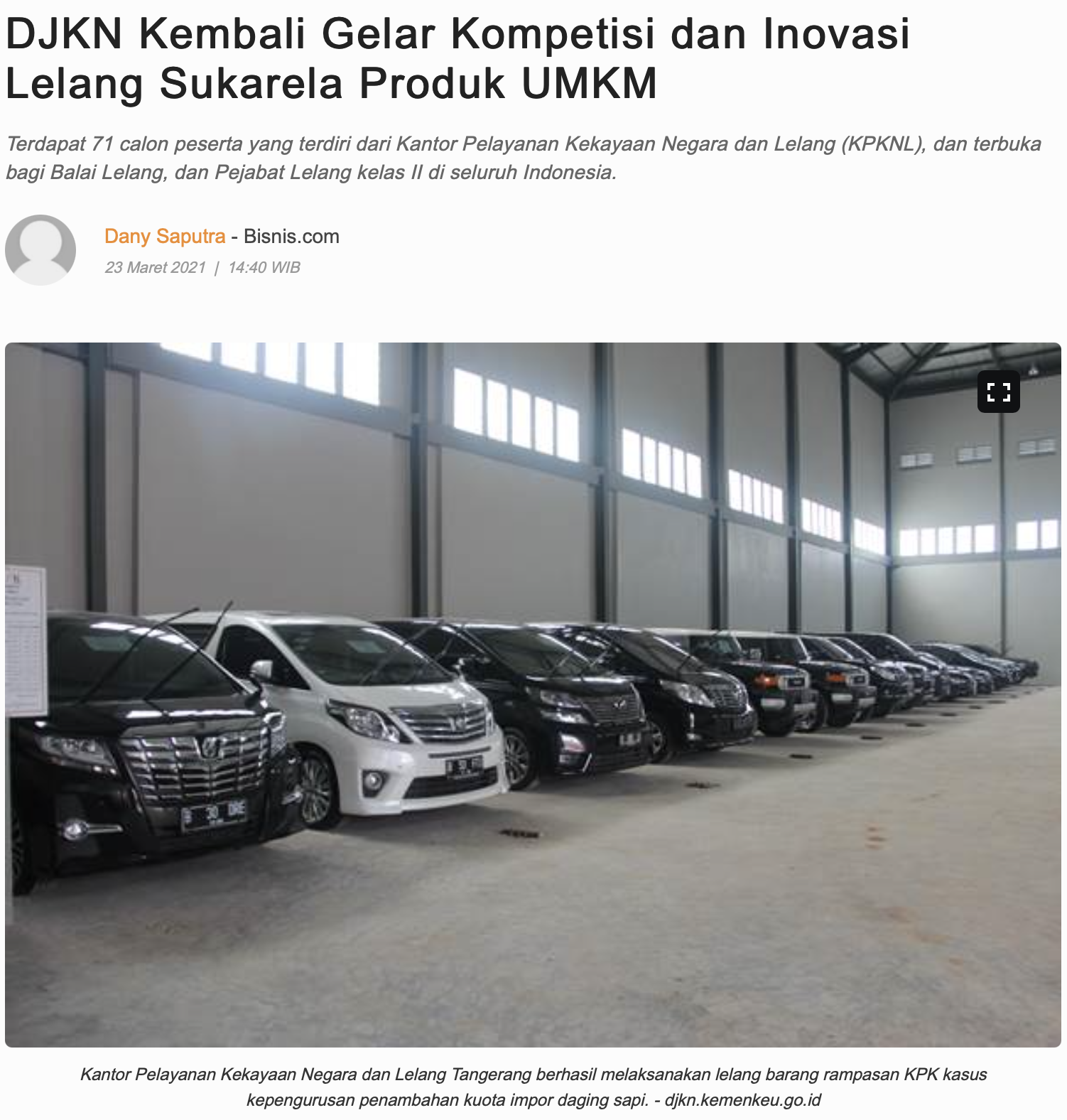 DJKN Kembali Gelar Kompetisi dan Inovasi Lelang Sukarela Produk UMKM