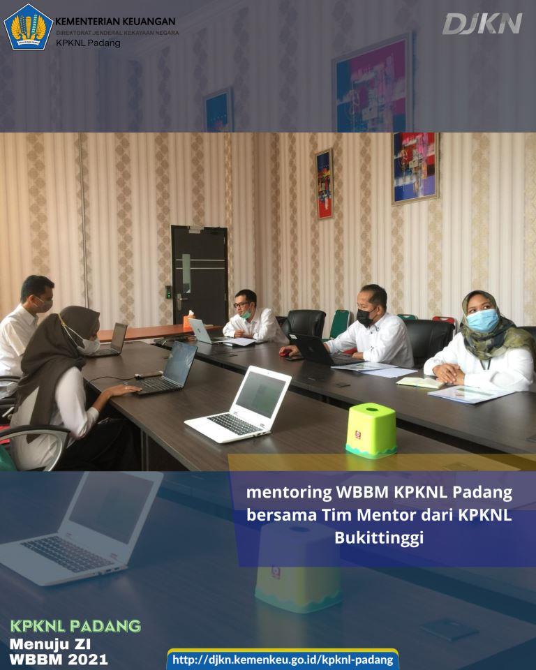 Tim Sekretariat WBBM KPKNL Padang melakukan mentoring WBBM bersama Tim Mentor dari KPKNL Bukittinggi