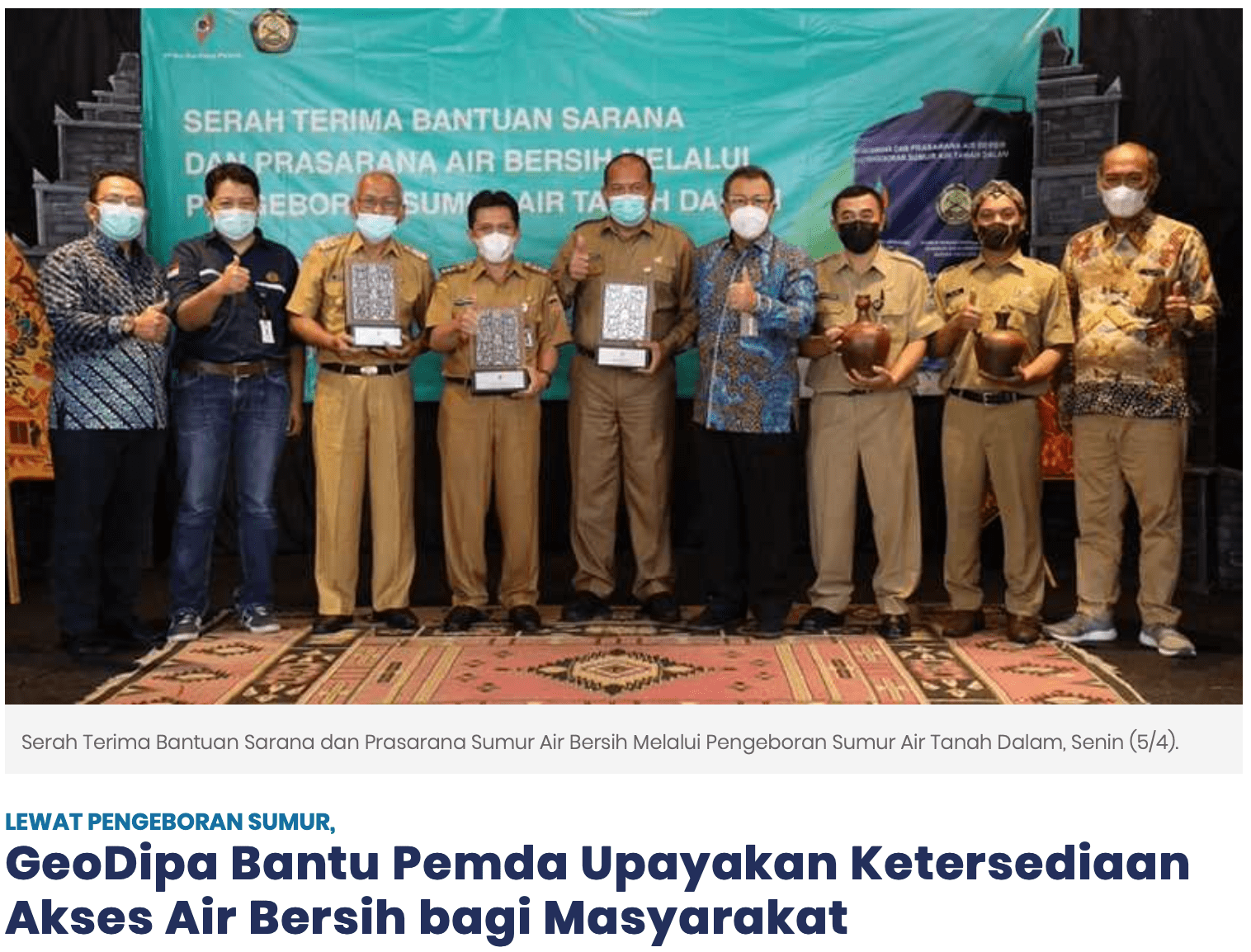 GeoDipa Bantu Pemda Upayakan Ketersediaan Akses Air Bersih bagi Masyarakat
