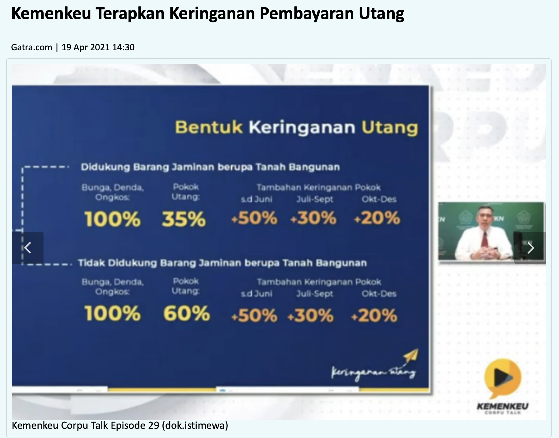 Kemenkeu Terapkan Keringanan Pembayaran Utang