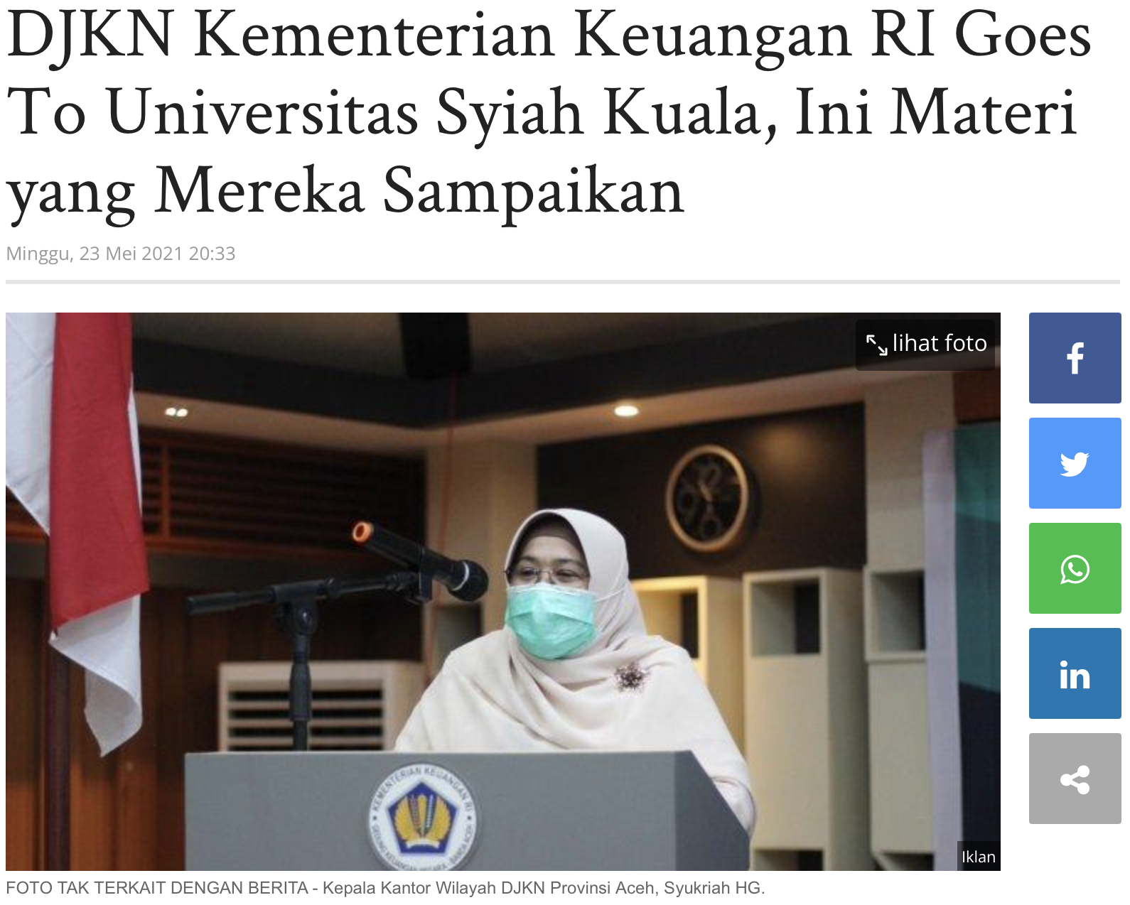 DJKN Kementerian Keuangan RI Goes To Universitas Syiah Kuala, Ini Materi yang Mereka Sampaikan