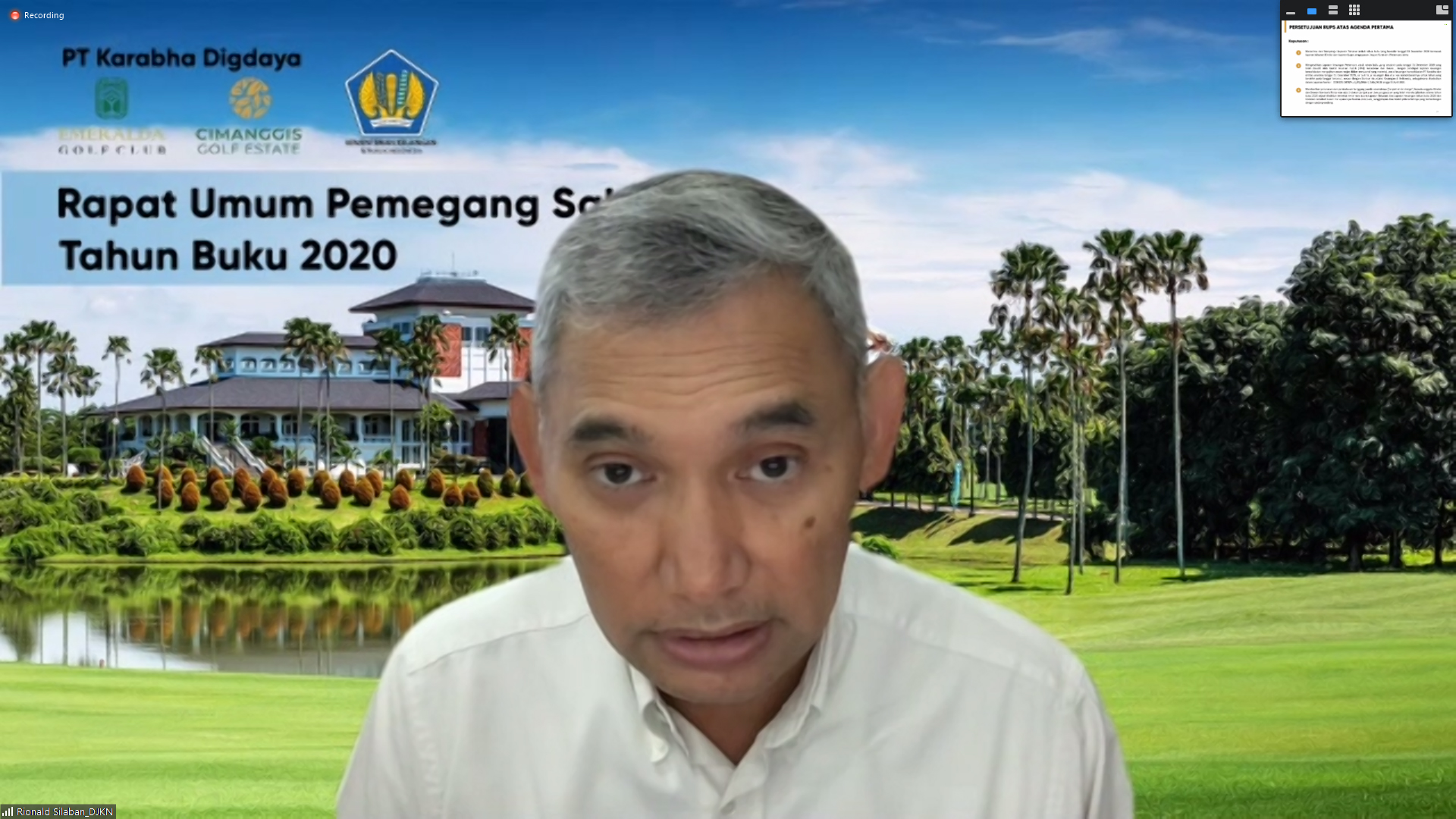 RUPS PT Karaba Digdaya, Dirjen KN Minta Pengelolaan Perseroan Harus Didasarkan Prinsip GCG