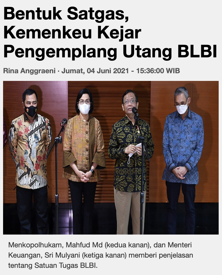 Bentuk Satgas, Kemenkeu Kejar Pengemplang Utang BLBI