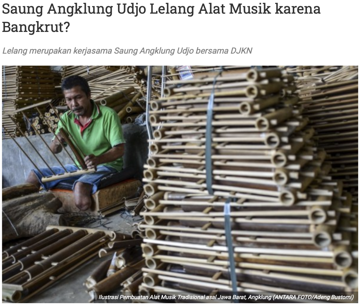 Saung Angklung Udjo Lelang Alat Musik karena Bangkrut?