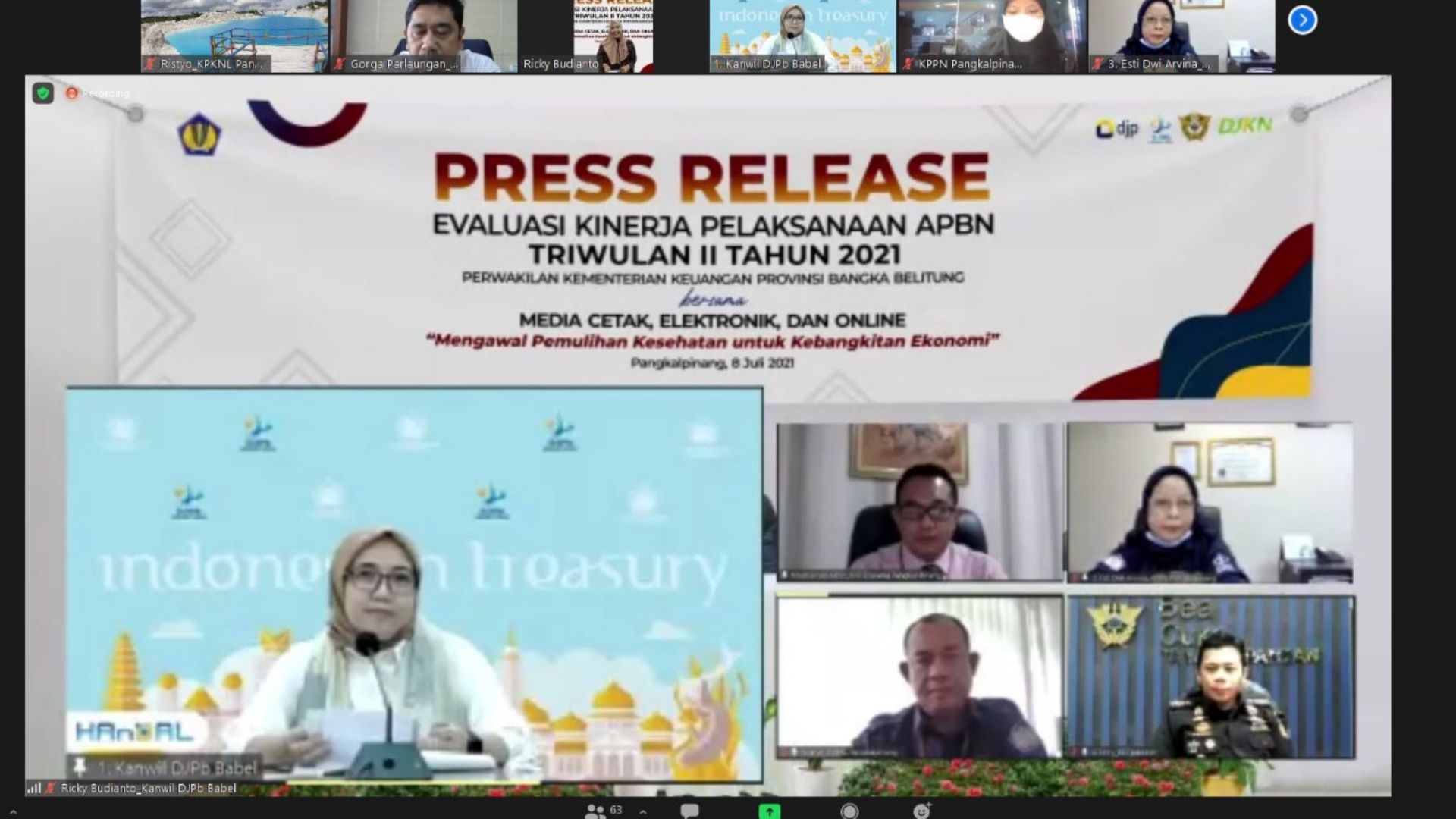 Kemenkeu Kepulauan Babel Gelar Media Meeting Evaluasi Kinerja Pelaksanaan APBN Triwulan II Tahun 2021