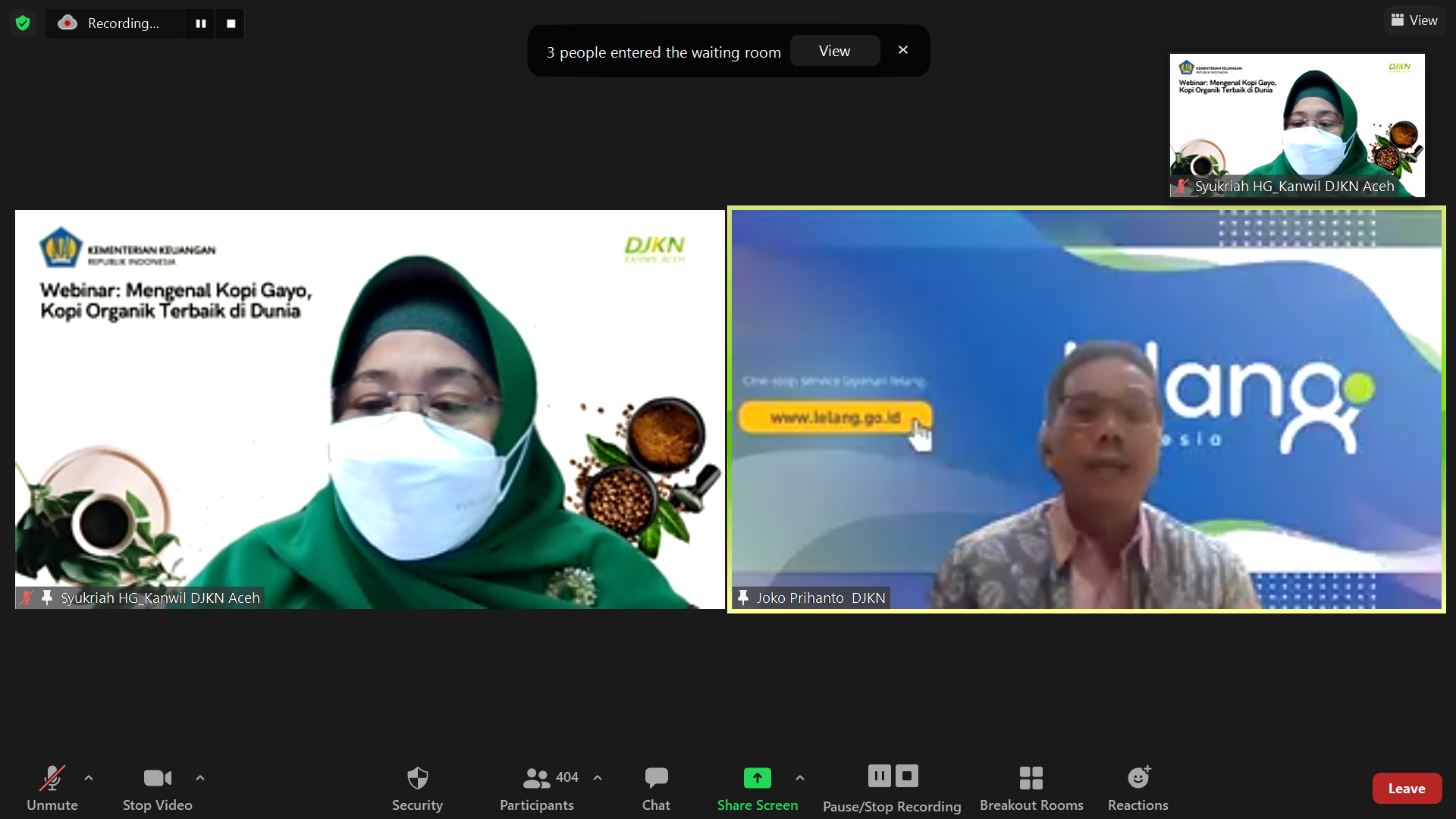 Perluas Pemasaran Lelang, Kanwil DJKN Aceh Gelar Webinar tentang Kopi Gayo, Kopi Organik Terbaik di Dunia