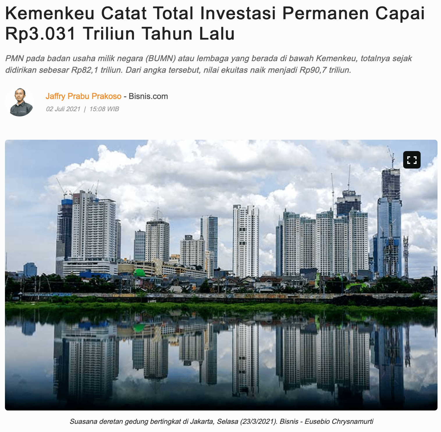 Kemenkeu Catat Total Investasi Permanen Capai Rp3.031 Triliun Tahun Lalu