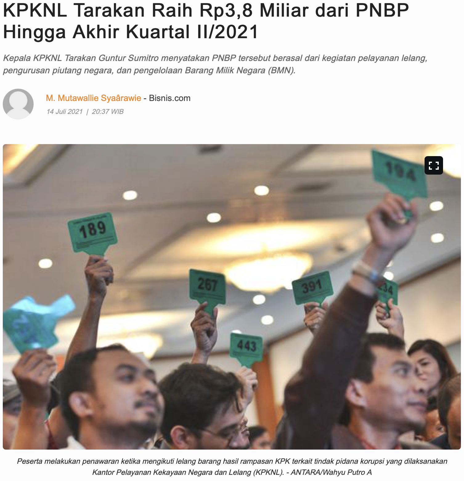 KPKNL Tarakan Raih Rp3,8 Miliar dari PNBP Hingga Akhir Kuartal II/2021