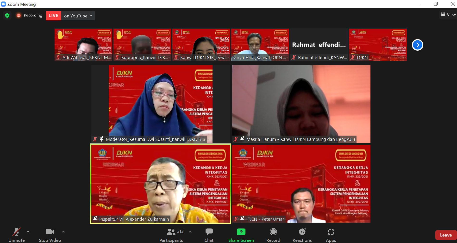 Webinar Kerangka Kerja Integritas dan Kerangka Kerja Penerapan Sistem Pengendalian Internal (SPI)