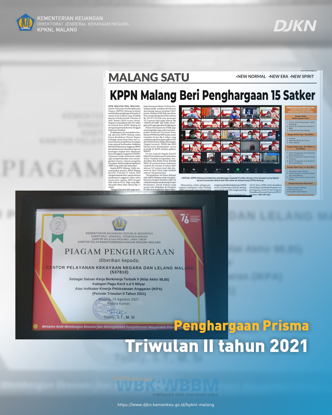 KPKNL Malang Raih Penghargaan PRISMA Periode Triwulan II Tahun 2021