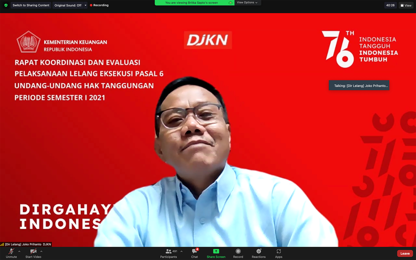 Bangkit dari Pandemi, Capaian Pokok Lelang HT Semester I 2021 Tumbuh 49,25% 