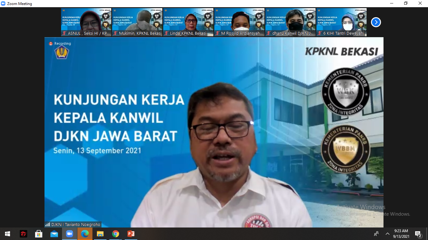 Kakanwil DJKN Jabar Lakukan Kunjungan Kerja Virtual ke KPKNL Bekasi