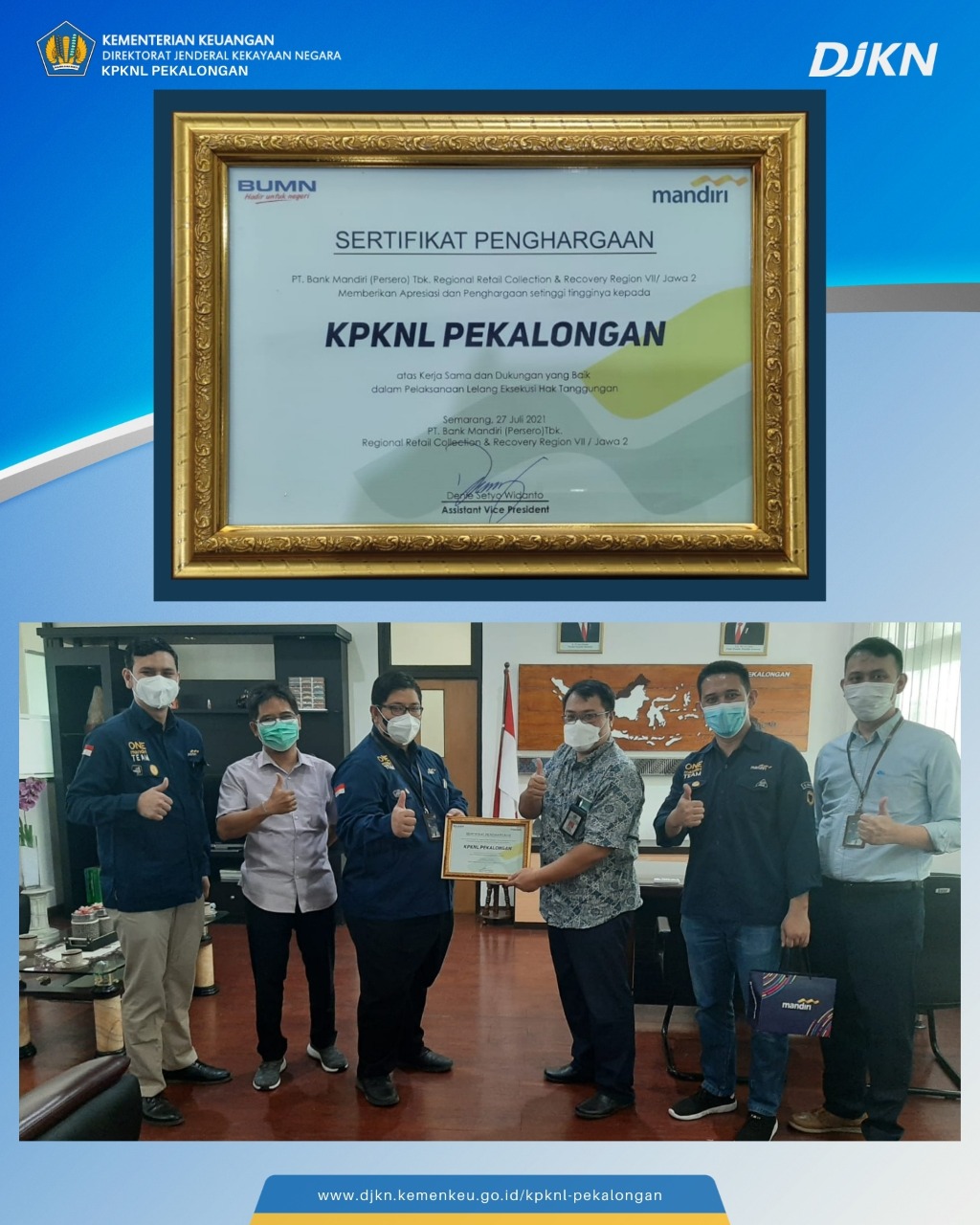 KPKNL Pekalongan Terima Apresiasi dan Penghargaan Dari Bank Mandiri