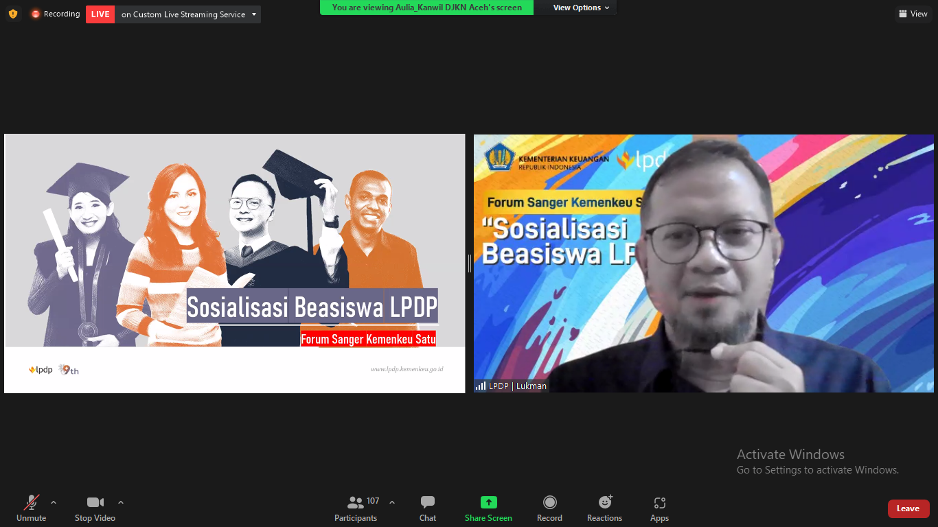 LPDP Bagikan Informasi Beasiswa di Forum Sanger Kemenkeu Satu