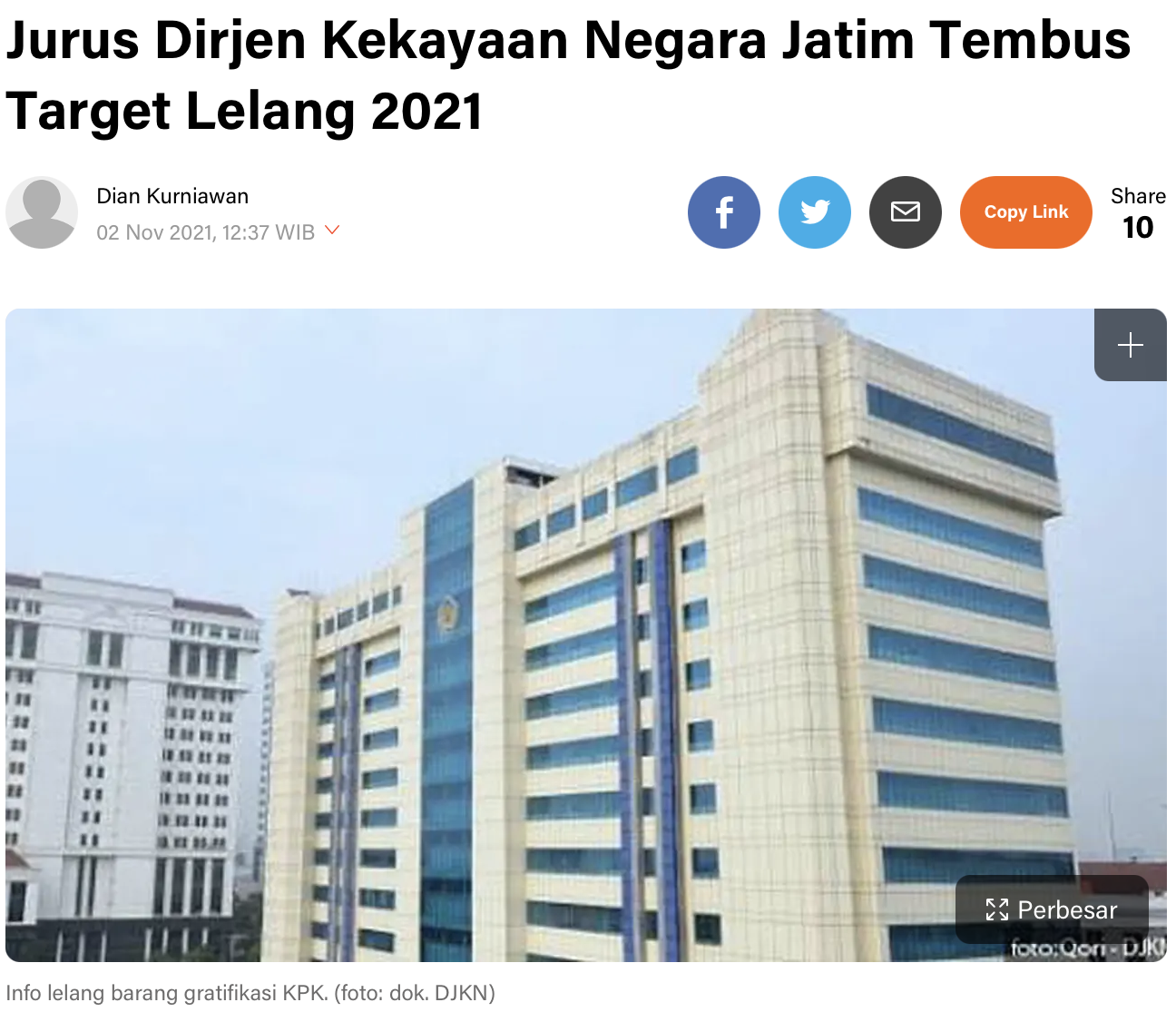 Jurus Dirjen Kekayaan Negara Jatim Tembus Target Lelang 2021