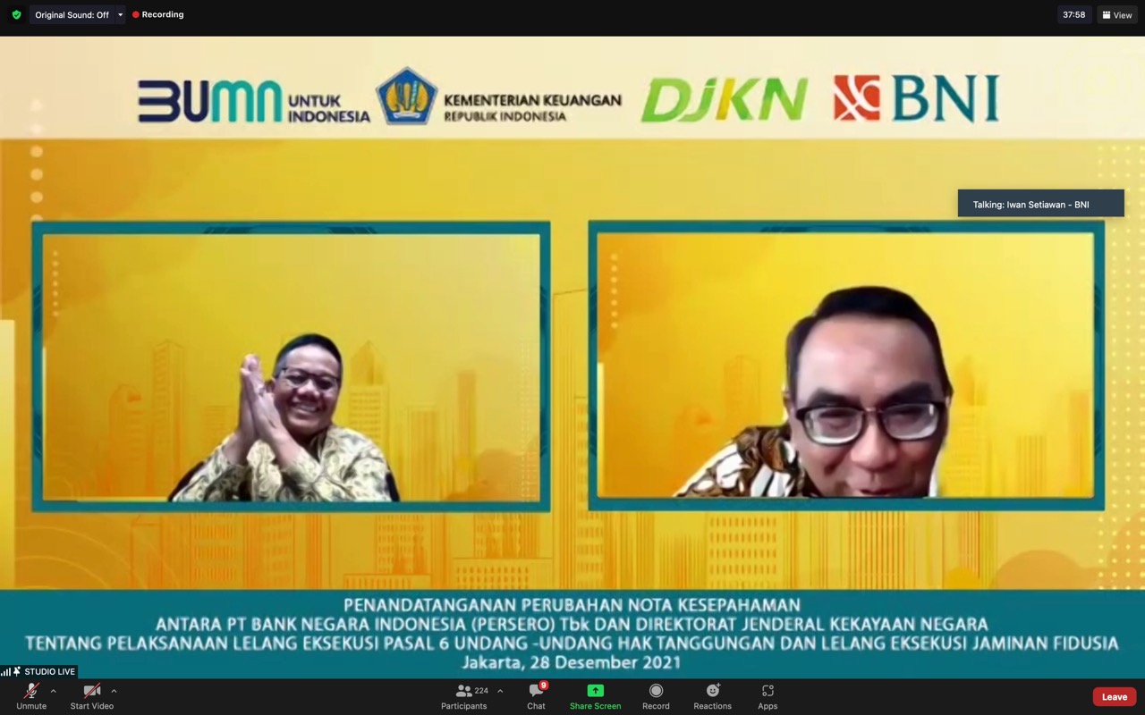 DJKN &ndash; BNI Sepakat Lebih Optimalkan Lelang Eksekusi Hak Tanggungan untuk Tingkatkan PNBP