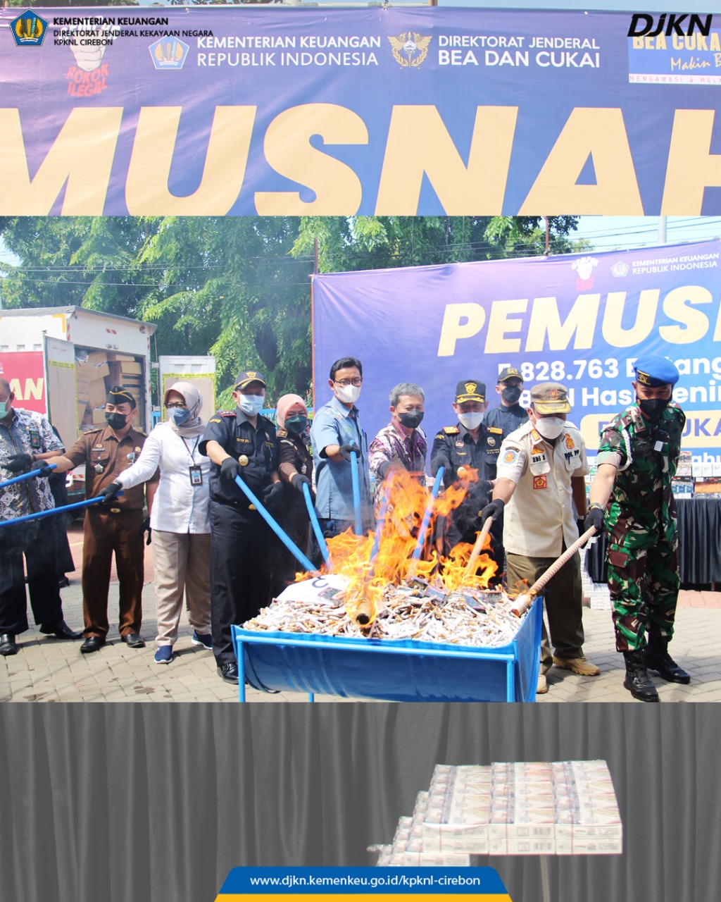 KPKNL Cirebon Dukung Pemusnahan 5,8 juta Rokok Ilegal Pada Bea Cukai Cirebon