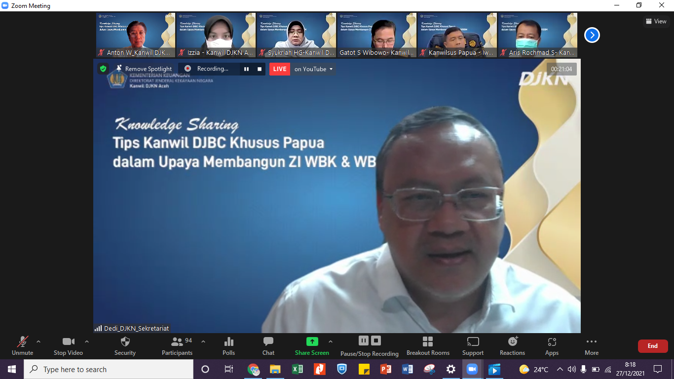 Tingkatkan Kualitas Pelayanan Publik, Kanwil DJBC Khusus Papua Berikan Tips Meraih WBK dan WBBM 