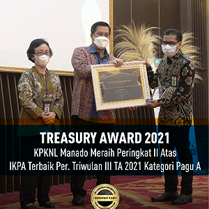 KPKNL Manado Raih Peringkat Kedua pada Treasury Award Periode Tahun 2021