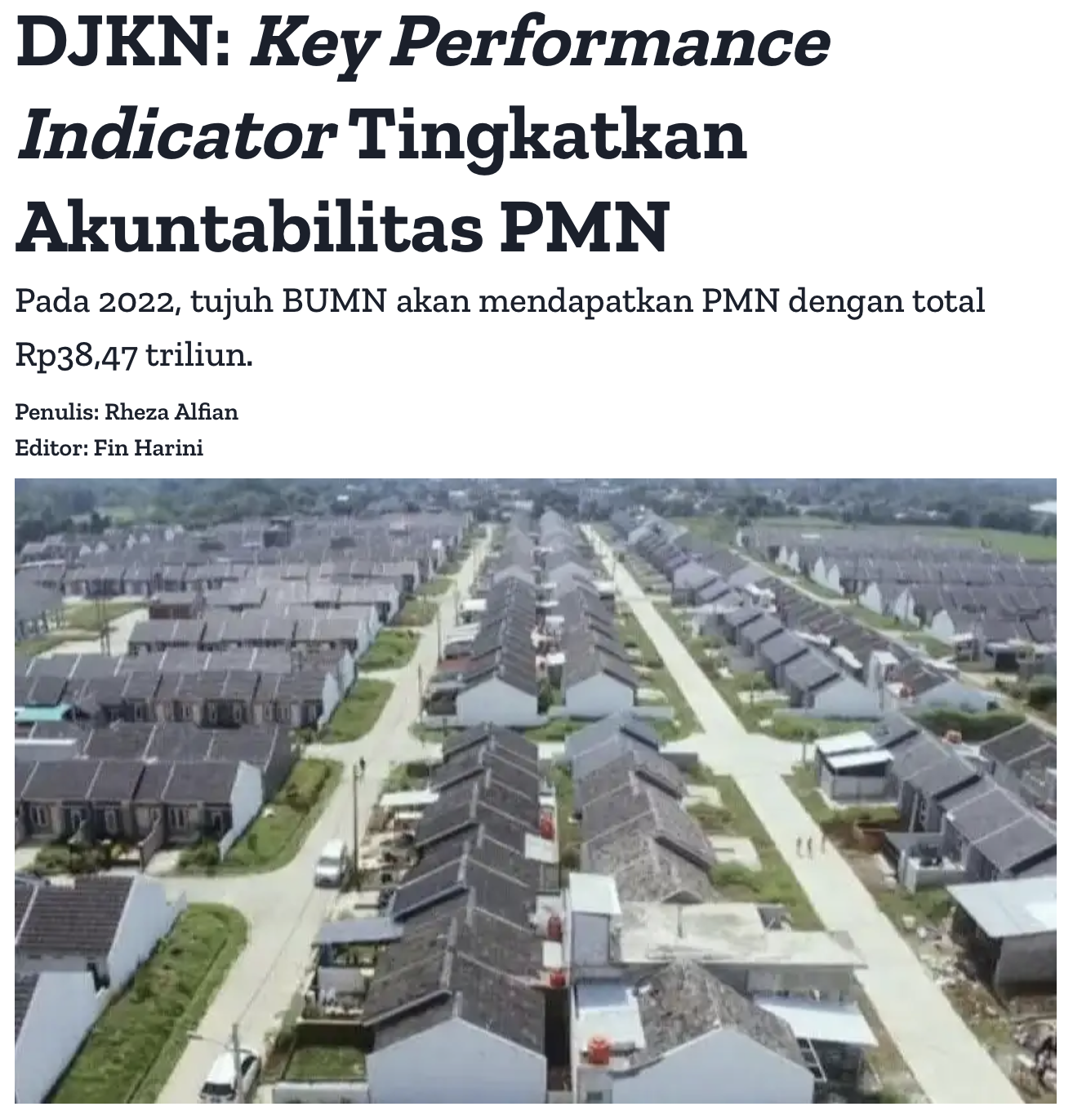  DJKN: Key Performance Indicator Tingkatkan Akuntabilitas PMN