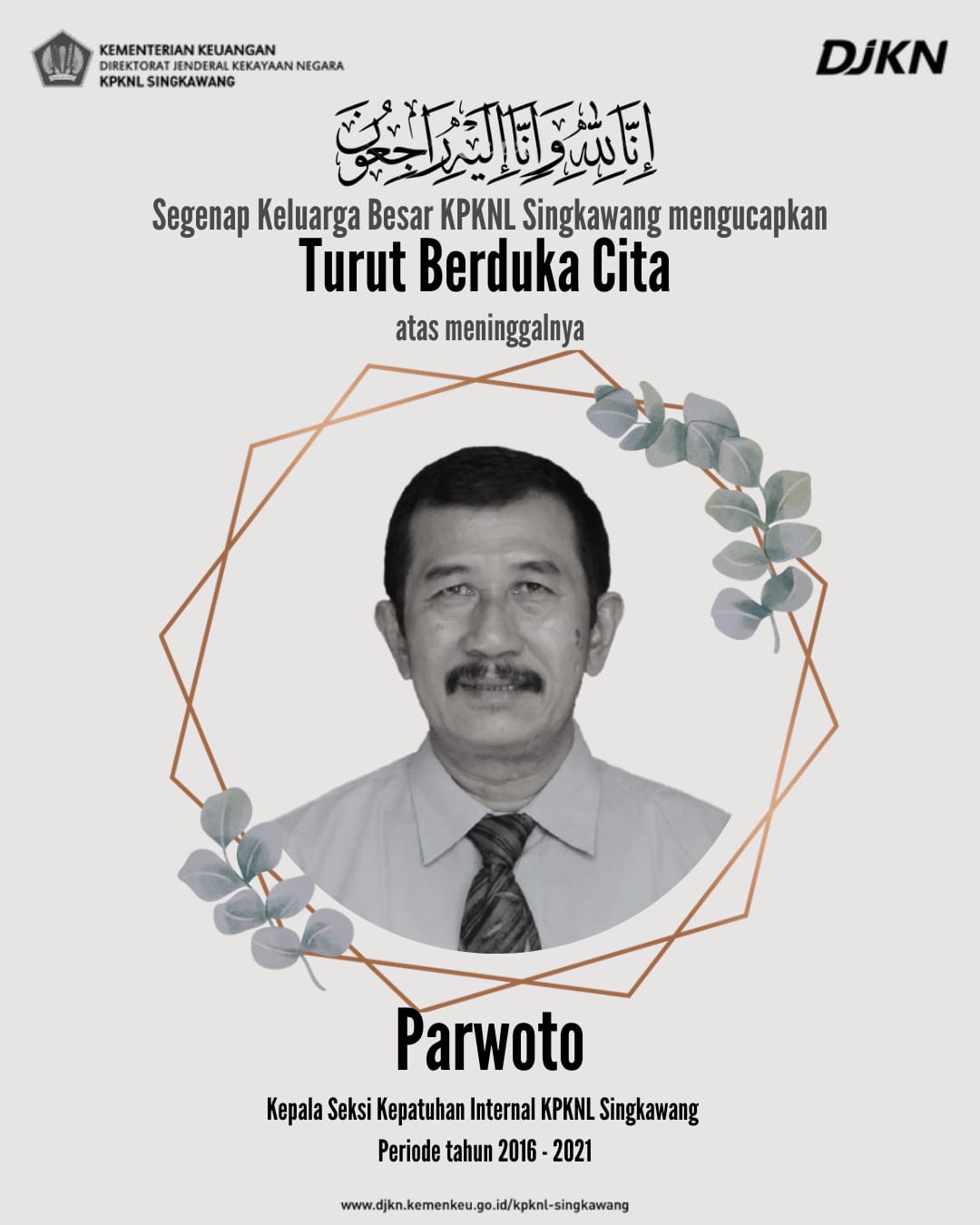 Berita Duka KPKNL Singkawang (Bapak Parwoto)
