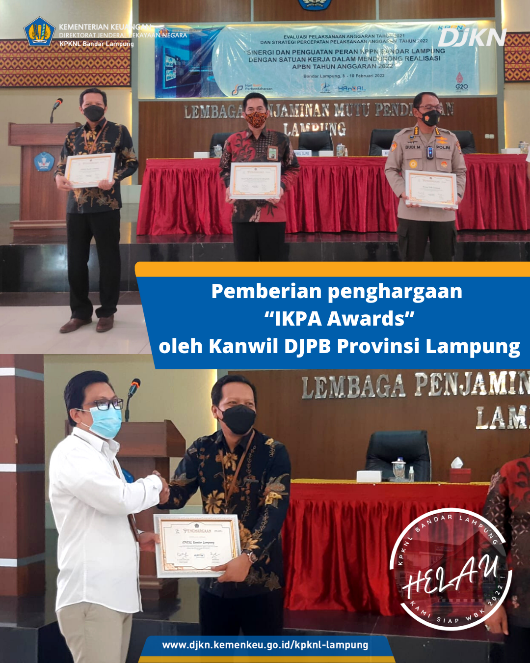 KPKNL Bandar Lampung Raih Tiga Besar IKPA Awards 2021