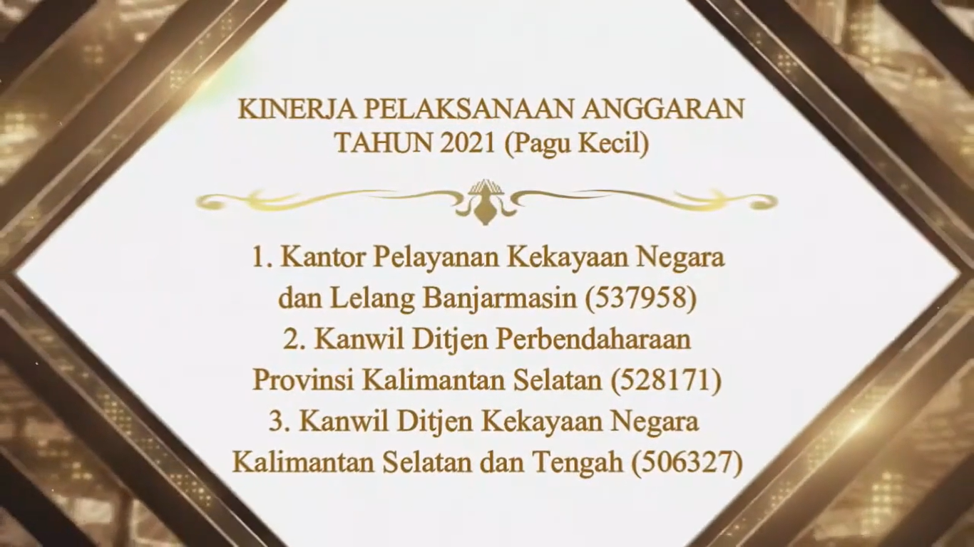 KPKNL Banjarmasin Raih KPPN Banjarmasin Awards 2021 Kategori Pelaksanaan Aggaran Terbaik Pertama