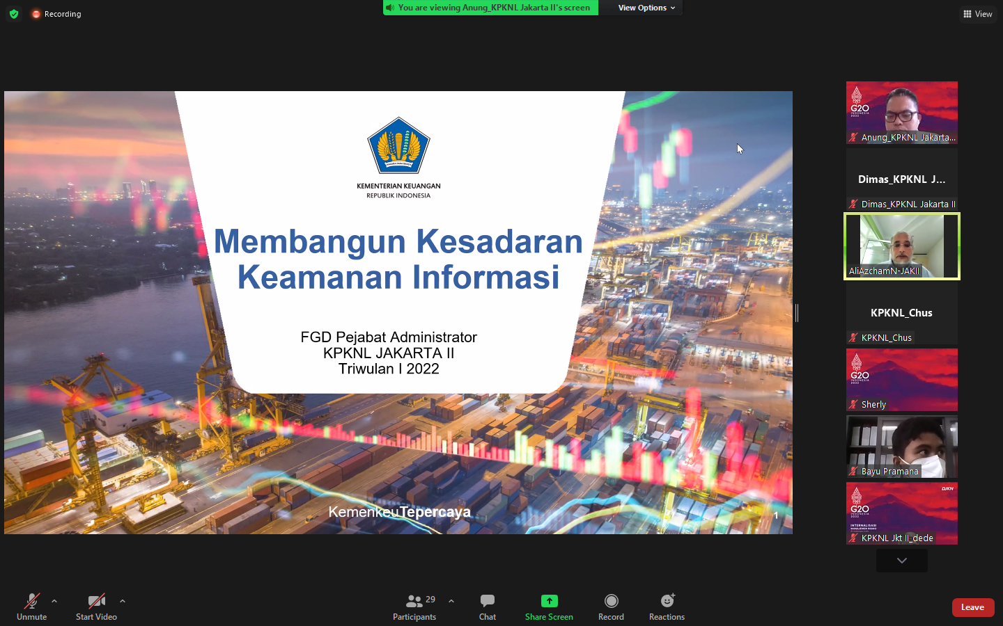 Arti Penting Keamanan Data dan Integritas dalam Focus Group Discussion Kepala KPKNL Jakarta II Triwulan I Tahun 2022