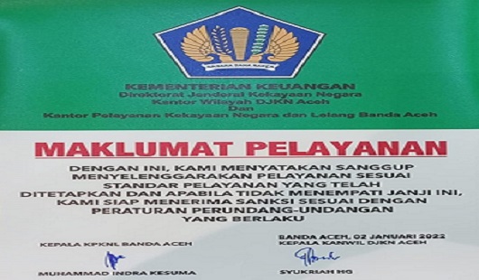 Maklumat Pelayanan kanwil DJKN Aceh 