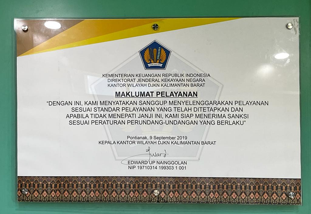 Maklumat Layanan Kanwil DJKN Kalimantan Barat