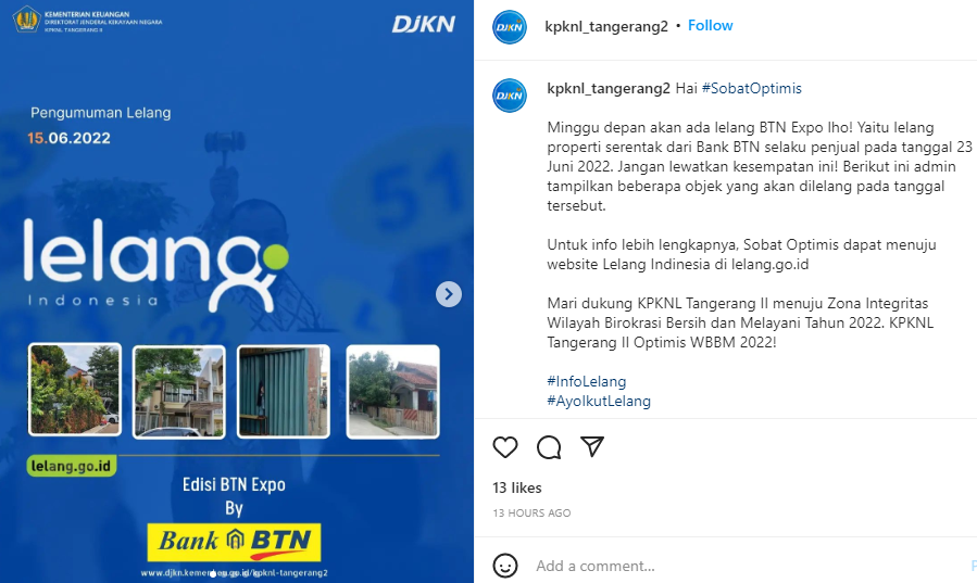 Partisipasi KPKNL Tangerang II dalam BTN Expo, Lelang Properti tanggal 23 Juni 2022