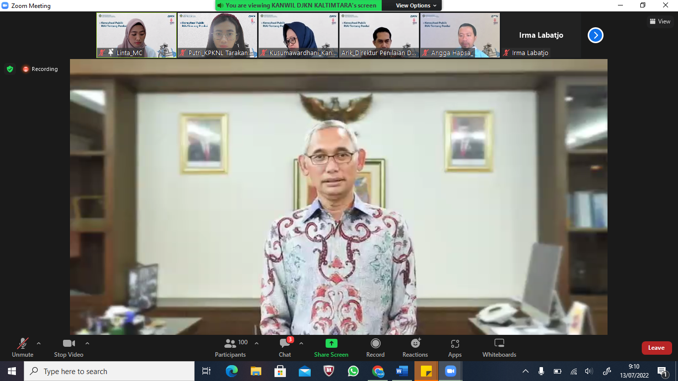 Konsultasi Publik RUU, Dirjen KN: Terdapat Dua Urgensi Sehingga UU Penilai Harus Terbit