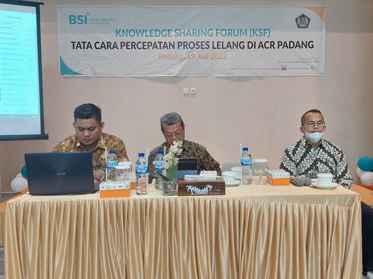 Knowledge Sharing Forum (KSF) yang bertemakan Tata Cara Percepatan proses lelang di BSI ACR Padang