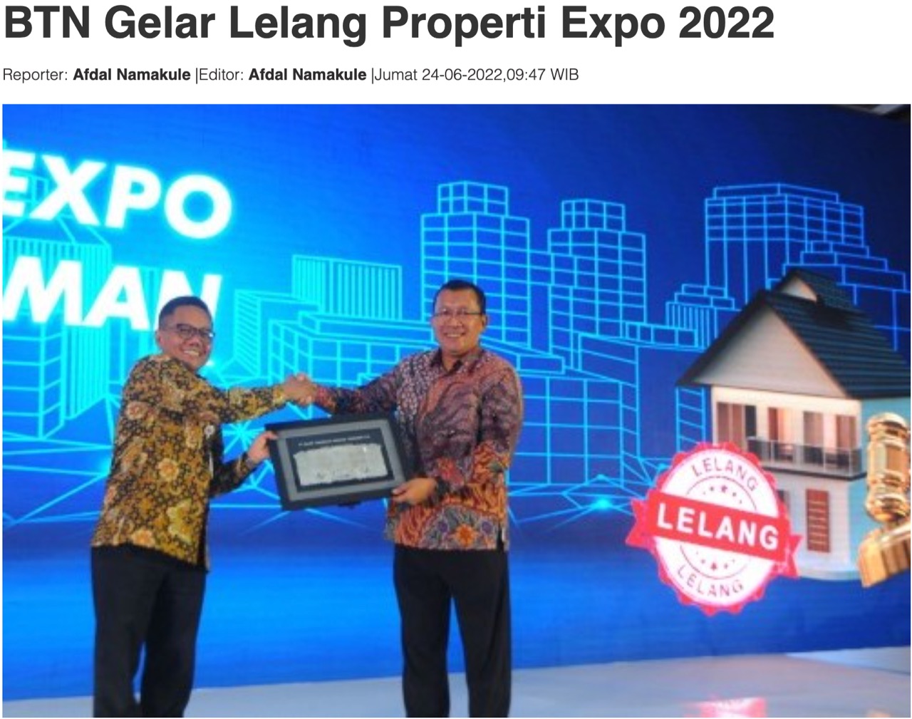 BTN Gelar Lelang Properti Expo 2022