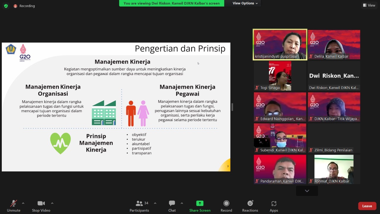 Sosialisasi Ketentuan Manajemen Kinerja  di Lingkungan Kementerian Keuangan pada KMK Nomor 300 Tahun 2022 