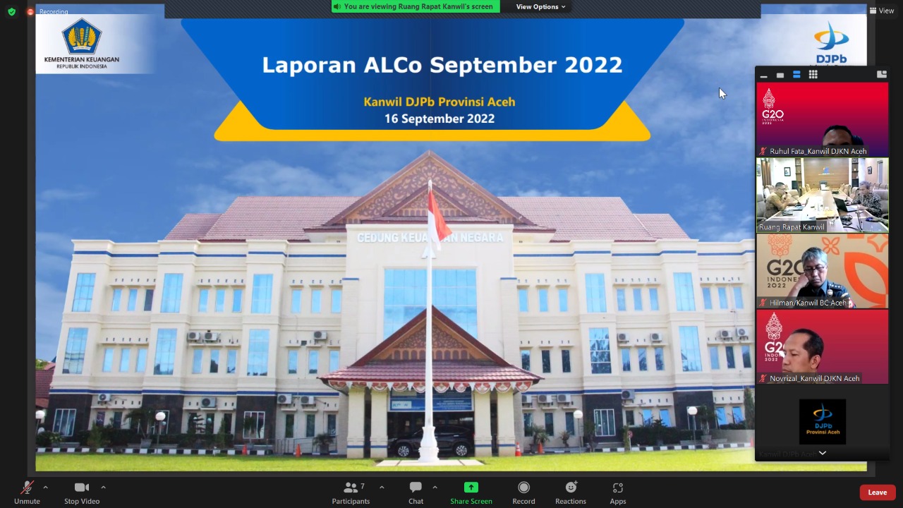 Kinerja APBN Agustus 2022, Kemenkeu Satu Aceh Kembali Gelar Rapat ALCo