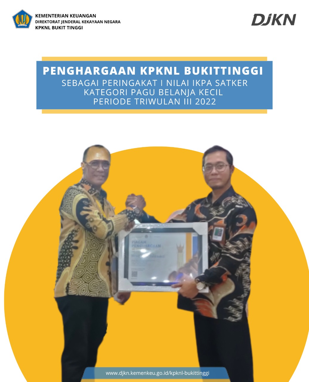 KPKNL Bukittinggi Raih Dua Penghargaan Nilai IKPA dan Pelaporan Data Capaian Output