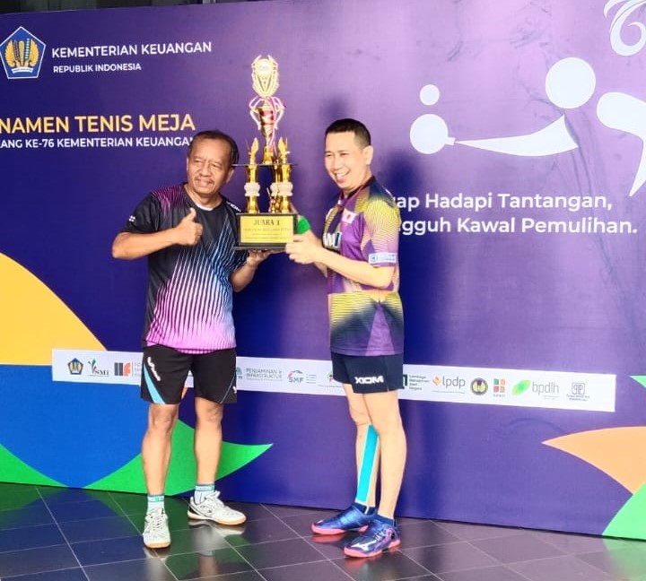 Menambah Medali, DJKN Berhasil Merebut Gelar Juara I Ganda Putra Pada Turnamen Tenis Meja HORI ke-76