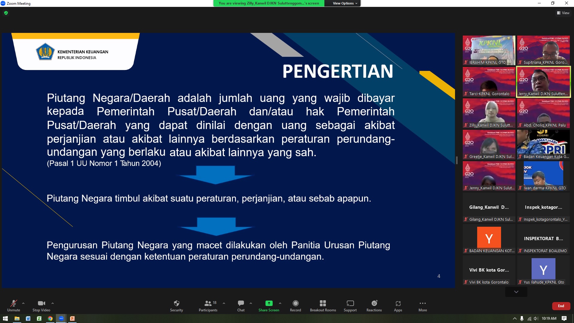 KPKNL Gorontalo Melaksanakan Sosialisasi PMK 137 Tahun 2022 kepada Pemerintah Daerah se-Provinsi Gorontalo