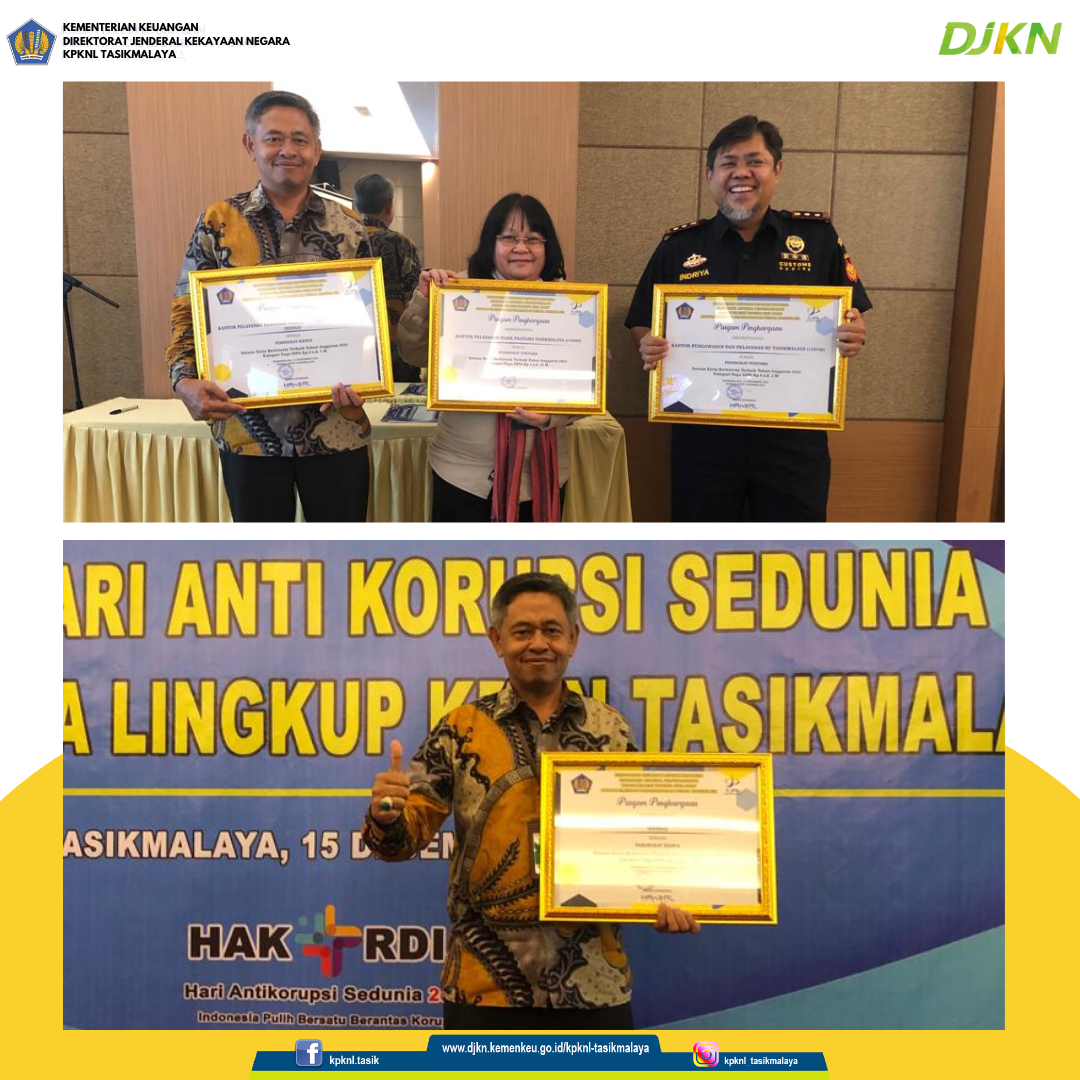 Quattrick! KPKNL Tasikmalaya Raih Penghargaan Satker Berkinerja Terbaik Pengelolaan DIPA